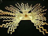 Ecuador Quito 02-07 Museo del Banco Central Radiating Golden Sun-mask The second room in the Museo del Banco Central is the Sala de Oro (Gold Room), which displays the radiating golden sun-mask that is the symbol of the Banco Central, from La Tolita 350 BC  350 AD.